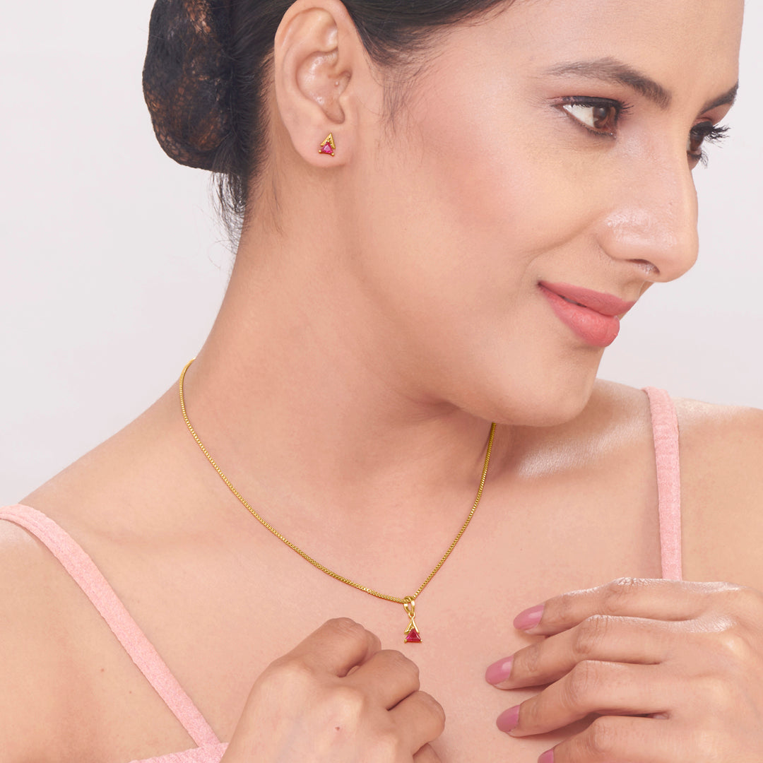 Triple Glow Gold Pendant Set for Women