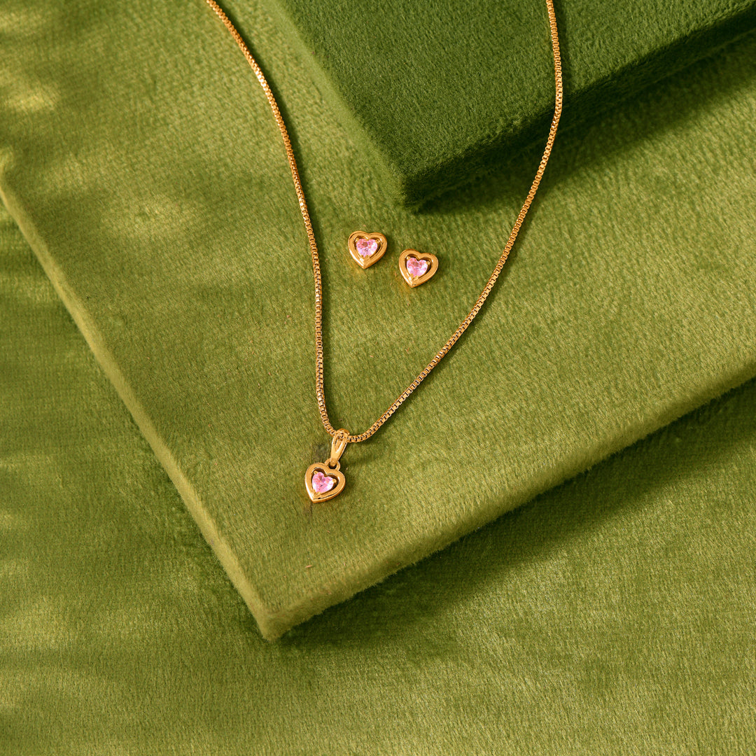 Blush Love Gold Pendant Set for Women