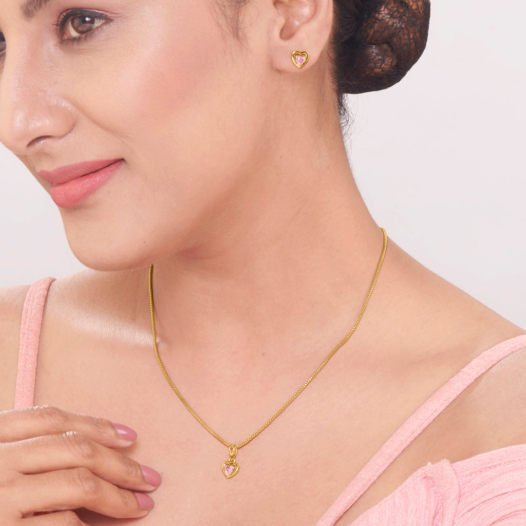 Blush Love Gold Pendant Set for Women
