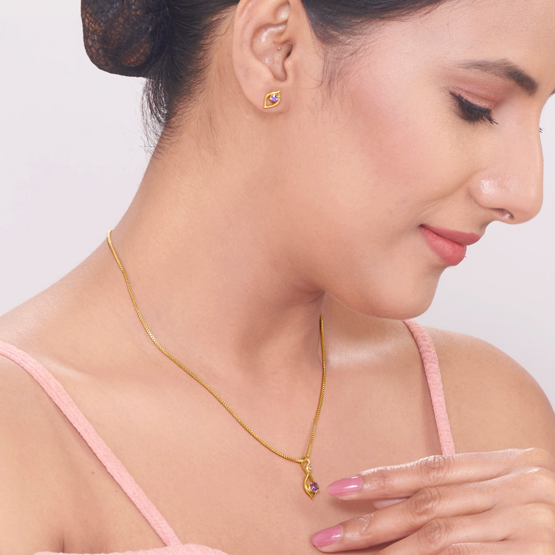Iris Luxe Gold Pendant Set for Women