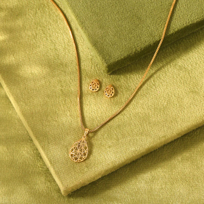 Spark Mesh Gold Pendant Set for Women