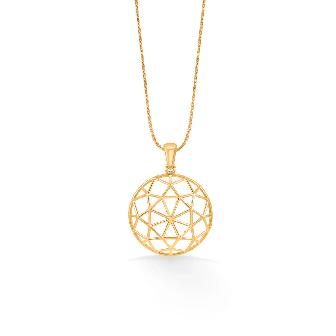 Luminous Halo Gold Pendant Set for Women