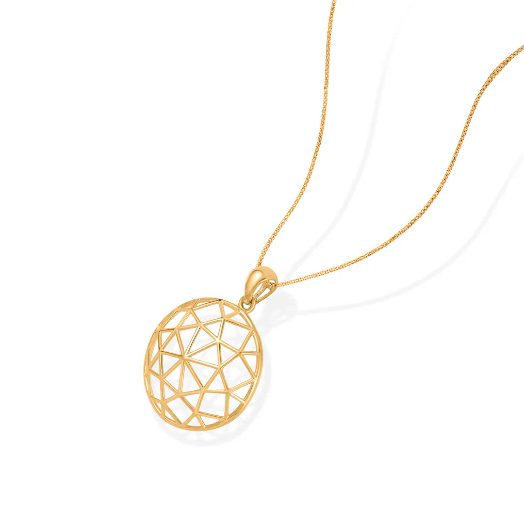 Luminous Halo Gold Pendant Set for Women