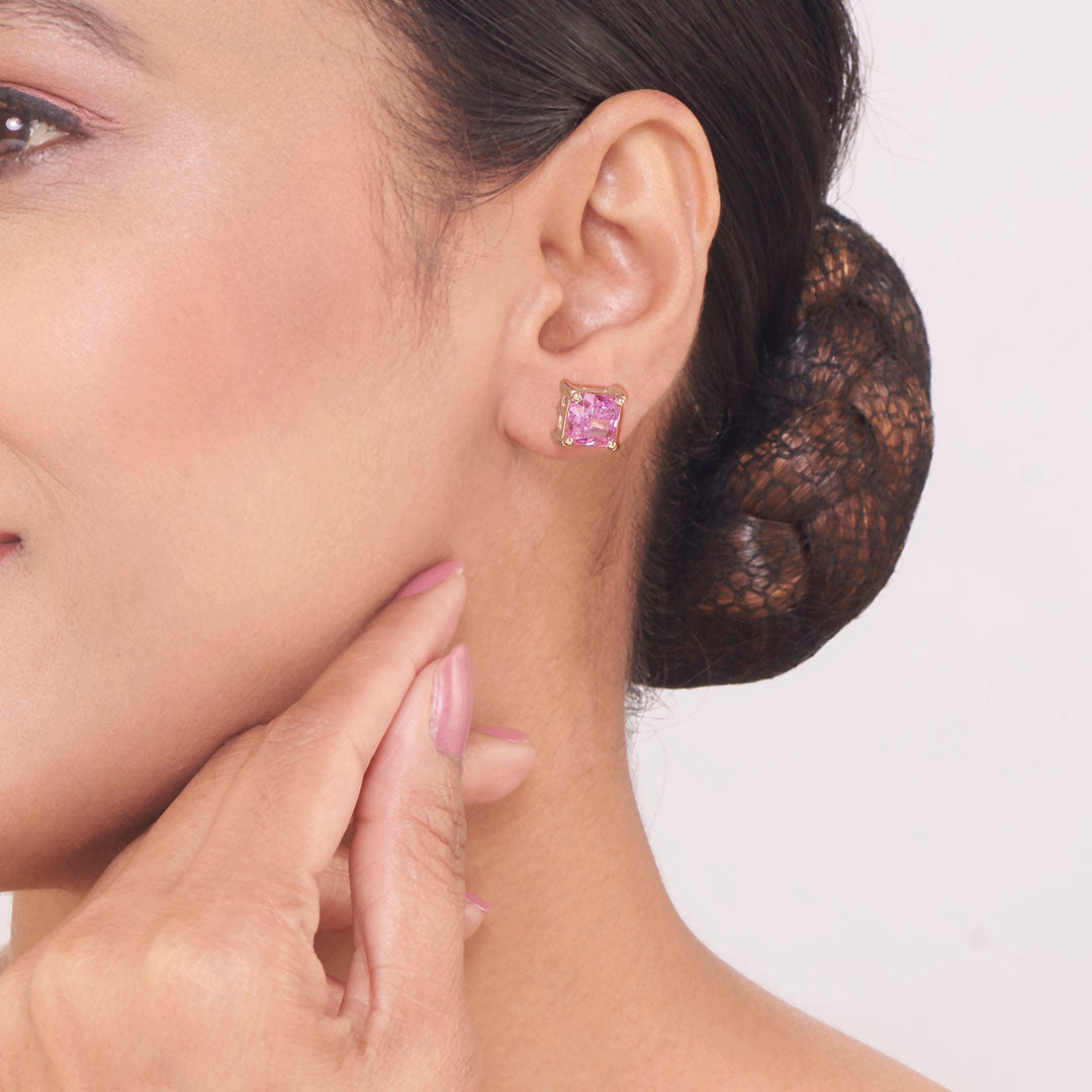 Rosé Shine Gold Stud Earrings for Women