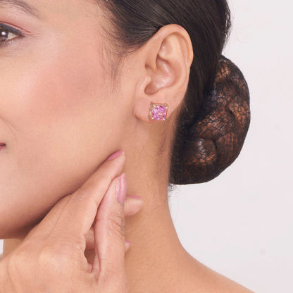Rosé Shine Gold Stud Earrings for Women