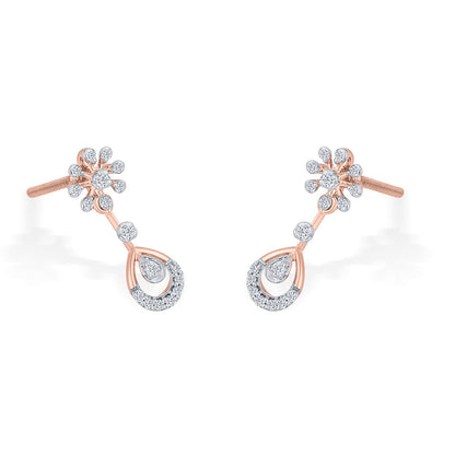 Orchid Cascade Diamond & Gold Drops & Danglers Earrings for Women