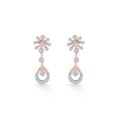 Orchid Cascade Diamond & Gold Drops & Danglers Earrings for Women