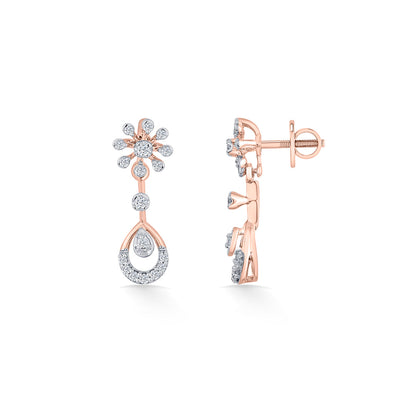 Orchid Cascade Diamond & Gold Drops & Danglers Earrings for Women