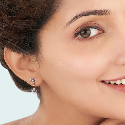 Orchid Cascade Diamond & Gold Drops & Danglers Earrings for Women