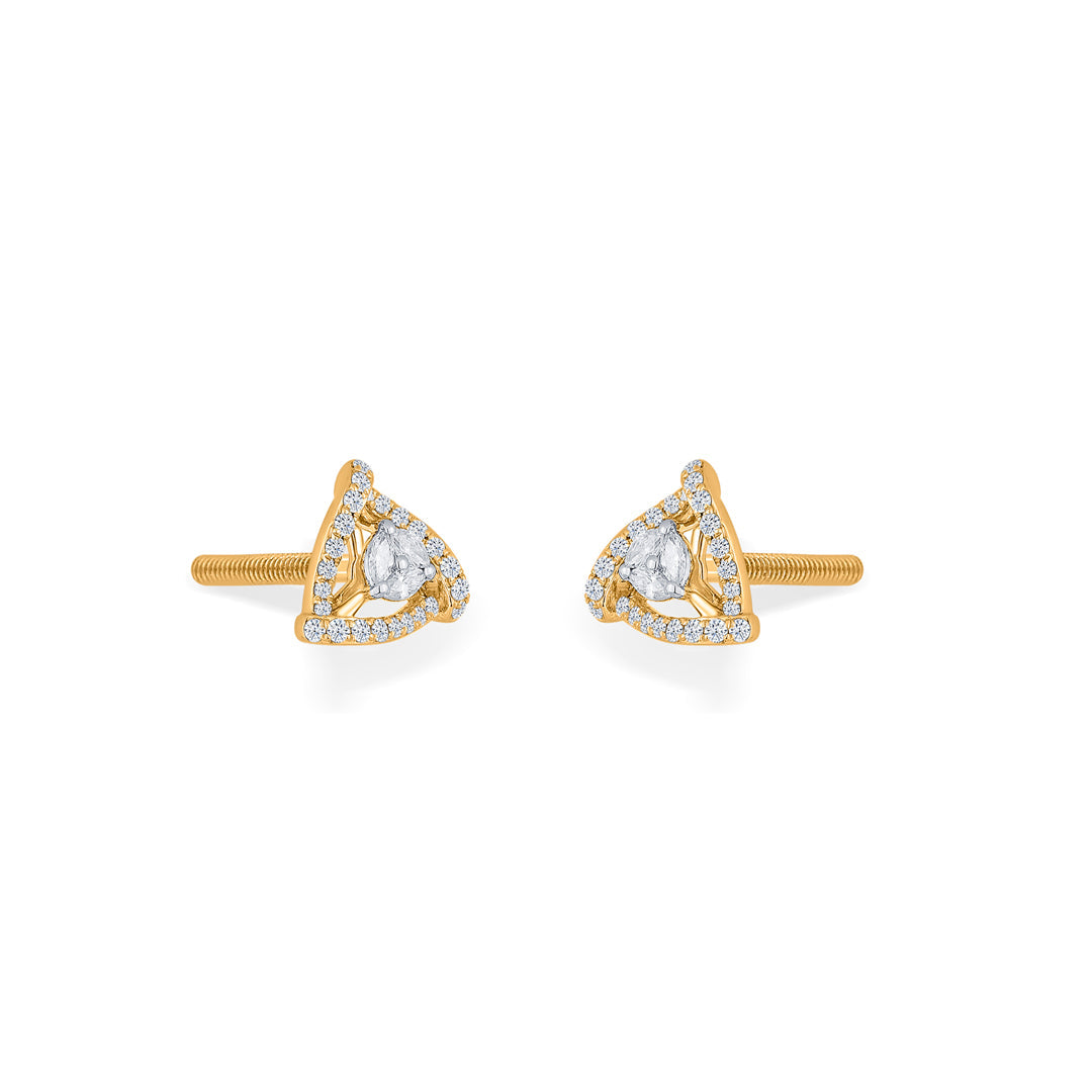 Modern Trio Diamond & Gold Stud Earrings for Women
