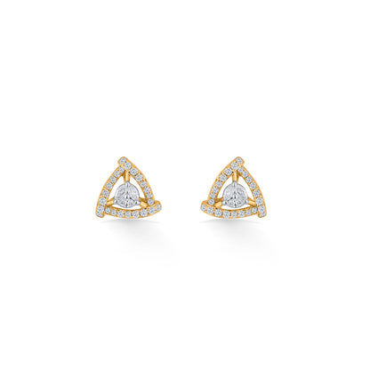 Modern Trio Diamond & Gold Stud Earrings for Women