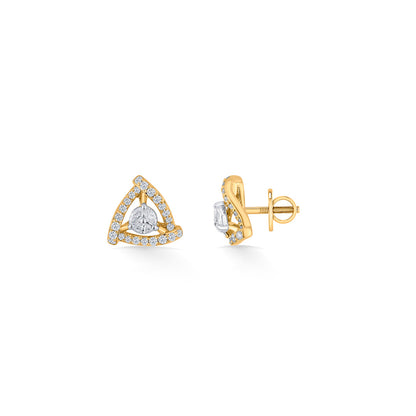 Modern Trio Diamond & Gold Stud Earrings for Women