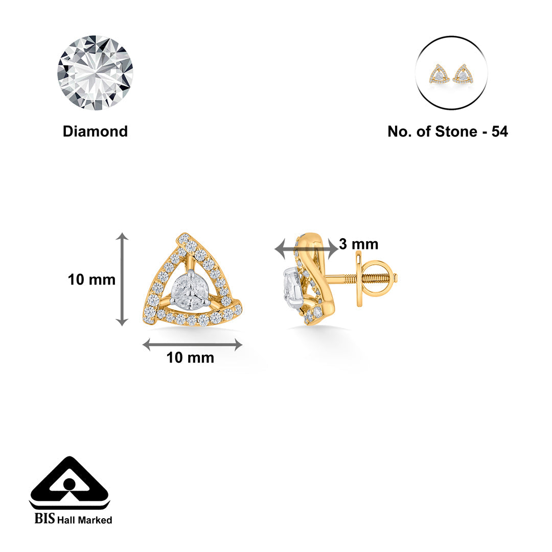 Modern Trio Diamond & Gold Stud Earrings for Women