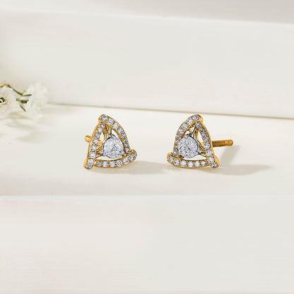 Modern Trio Diamond & Gold Stud Earrings for Women