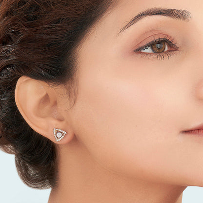 Modern Trio Diamond & Gold Stud Earrings for Women