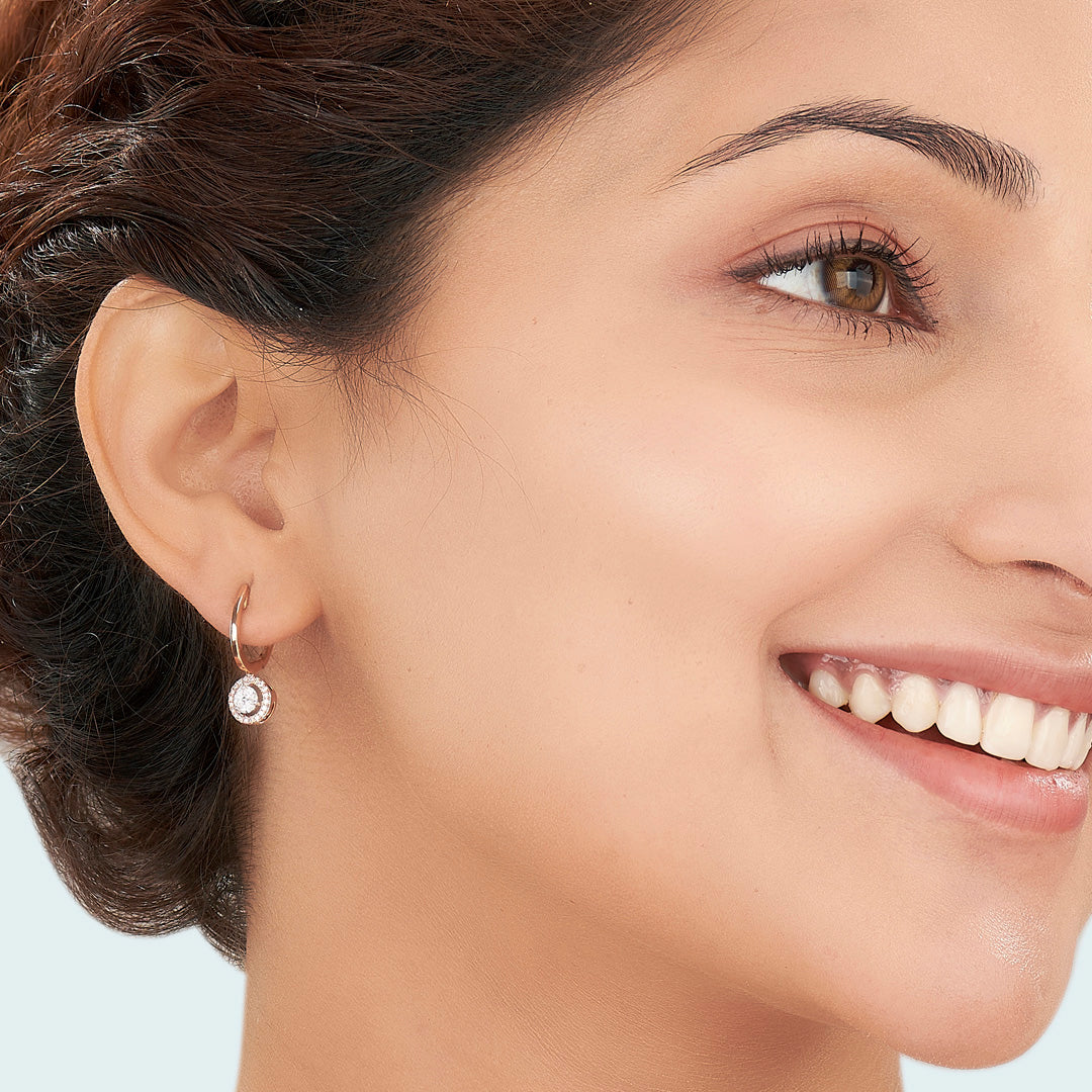 Solar Drop Diamond & Gold Hoops & Huggies Earrings for Women