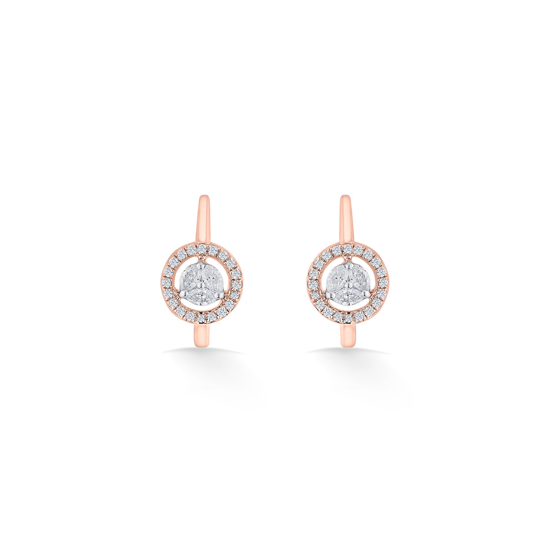 Gleam Halo Diamond & Gold Hoops & Huggies Earrings for Women