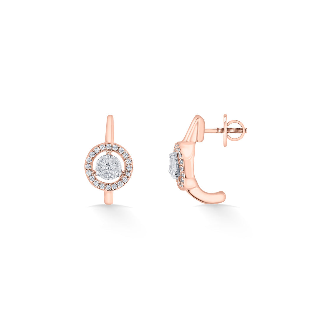 Gleam Halo Diamond & Gold Hoops & Huggies Earrings for Women