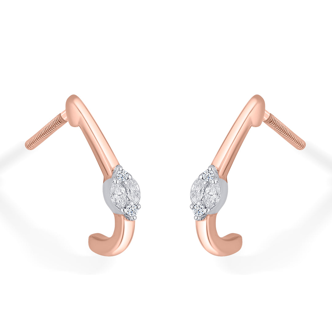 Calm Swirl Diamond & Gold Hoops & Huggies Earrings for Women