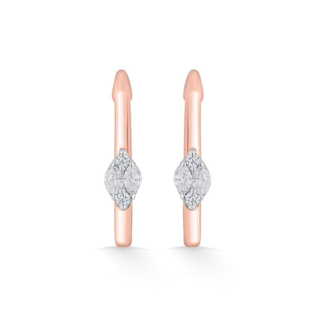 Calm Swirl Diamond & Gold Hoops & Huggies Earrings for Women