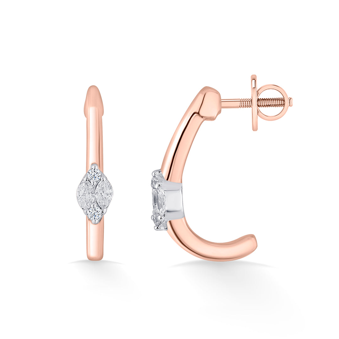 Calm Swirl Diamond & Gold Hoops & Huggies Earrings for Women