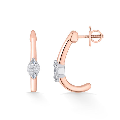 Calm Swirl Diamond & Gold Hoops & Huggies Earrings for Women