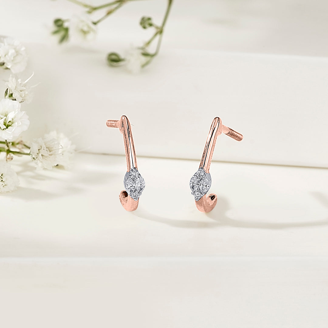 Calm Swirl Diamond & Gold Hoops & Huggies Earrings for Women
