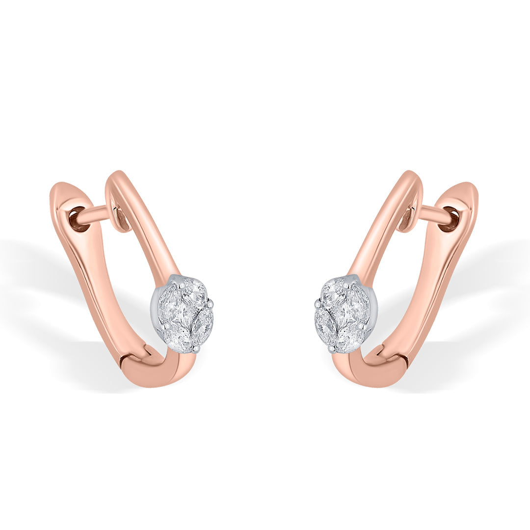 Solitaire Gleam Diamond & Gold Hoops & Huggies Earrings for Women