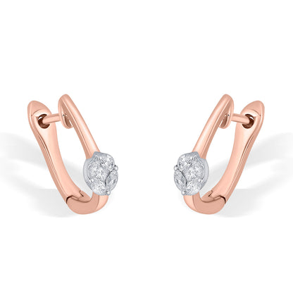 Solitaire Gleam Diamond & Gold Hoops & Huggies Earrings for Women