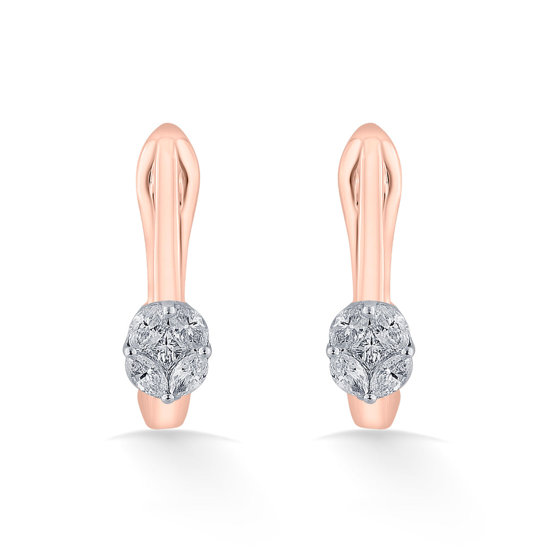 Solitaire Gleam Diamond & Gold Hoops & Huggies Earrings for Women