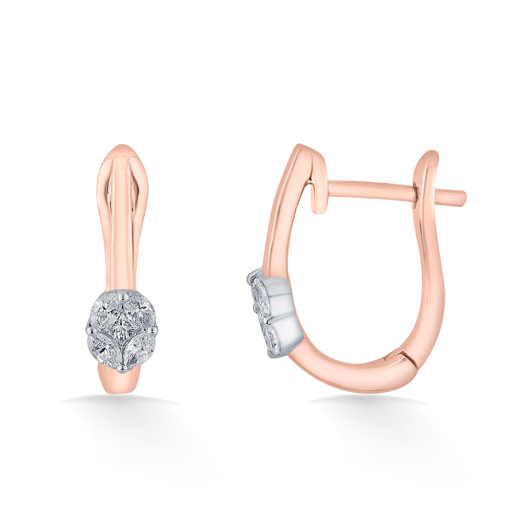 Solitaire Gleam Diamond & Gold Hoops & Huggies Earrings for Women