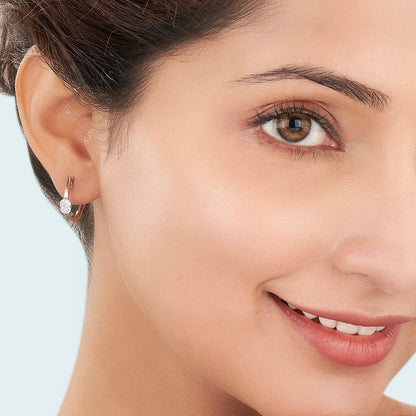 Solitaire Gleam Diamond & Gold Hoops & Huggies Earrings for Women