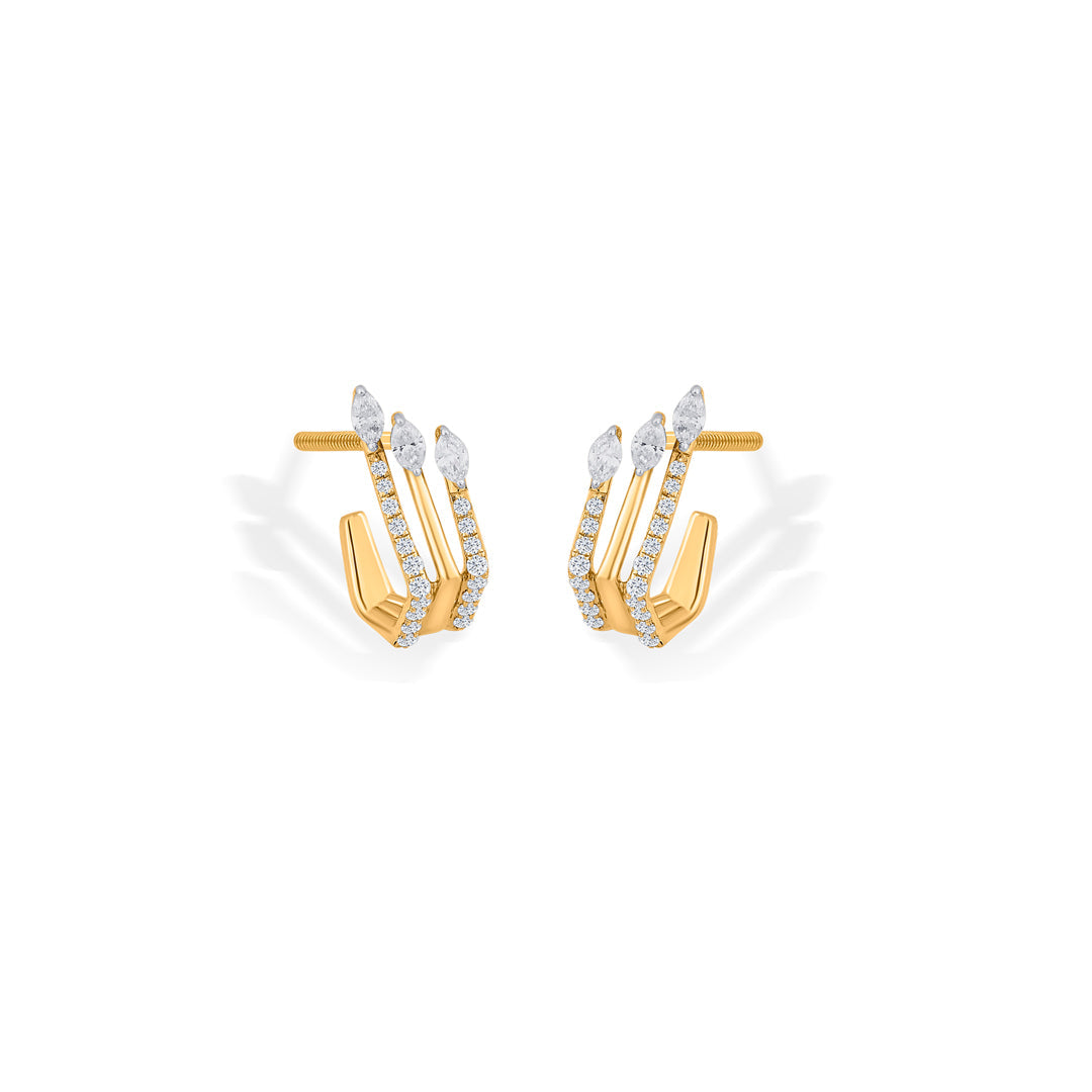 Crystal Peaks Diamond & Gold Hoops & Huggies Earrings for Women