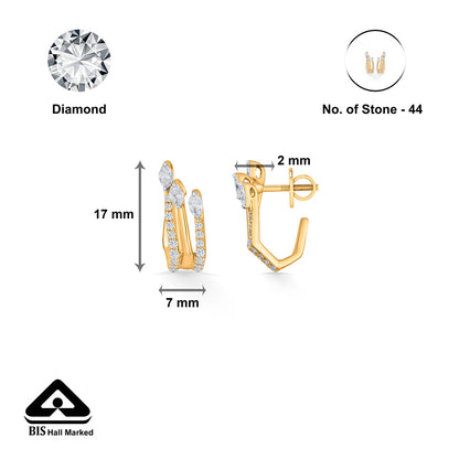 Crystal Peaks Diamond & Gold Hoops & Huggies Earrings for Women