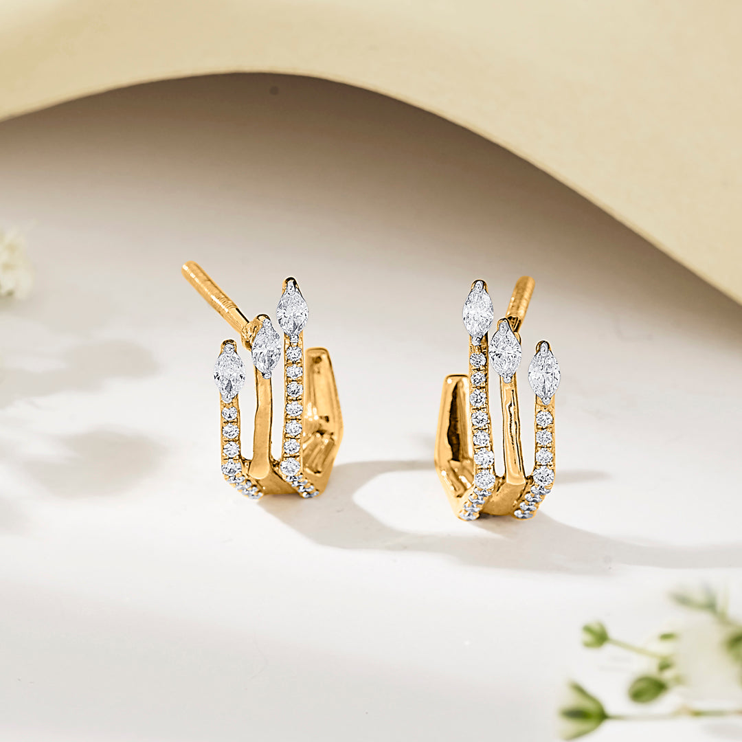 Crystal Peaks Diamond & Gold Hoops & Huggies Earrings for Women