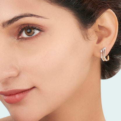 Crystal Peaks Diamond & Gold Hoops & Huggies Earrings for Women