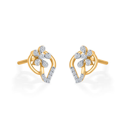 Petal Harmony Diamond & Gold Stud Earrings for Women