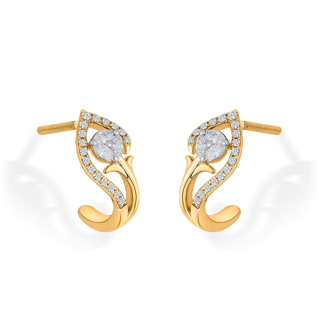 Bloom Twist Diamond & Gold Hoops & Huggies Earrings for Women
