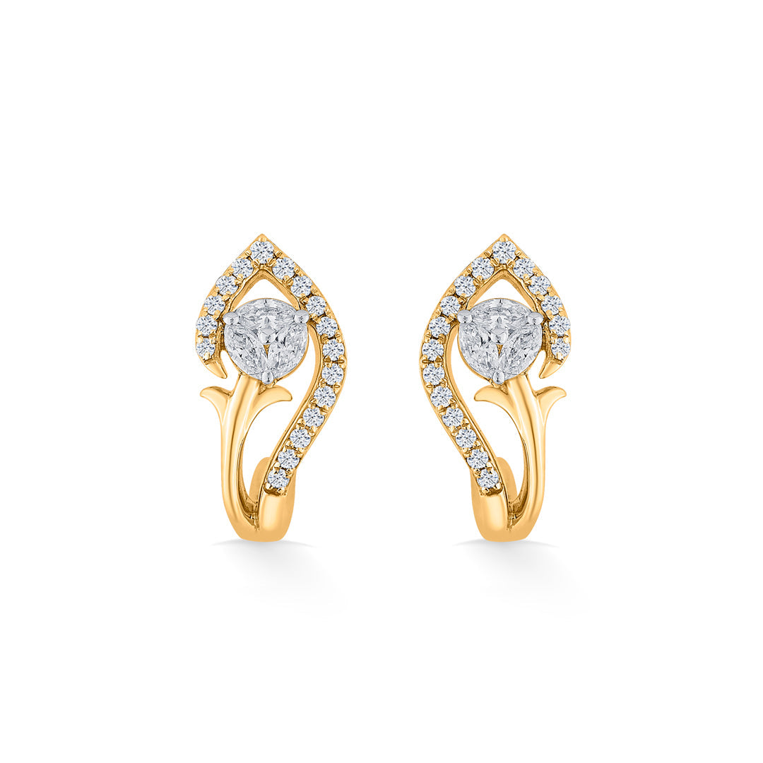 Bloom Twist Diamond & Gold Hoops & Huggies Earrings for Women