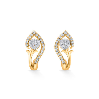 Bloom Twist Diamond & Gold Hoops & Huggies Earrings for Women