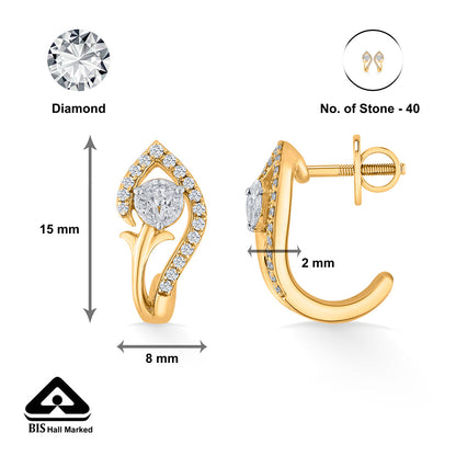 Bloom Twist Diamond & Gold Hoops & Huggies Earrings for Women