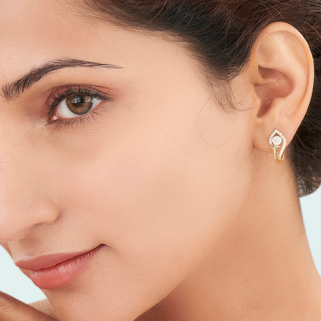 Bloom Twist Diamond & Gold Hoops & Huggies Earrings for Women