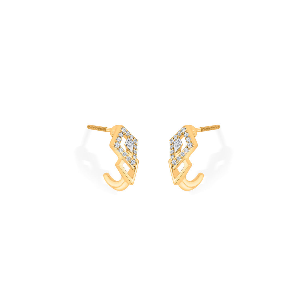 Dual Treasure Diamond & Gold Hoops & Huggies Earrings for Women