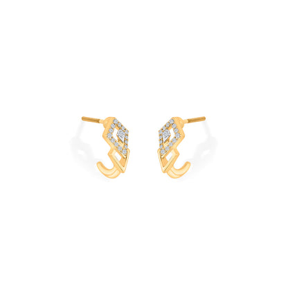 Dual Treasure Diamond & Gold Hoops & Huggies Earrings for Women