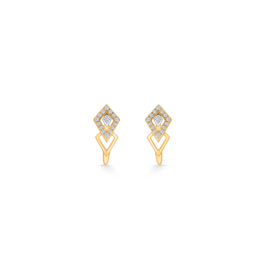 Dual Treasure Diamond & Gold Hoops & Huggies Earrings for Women