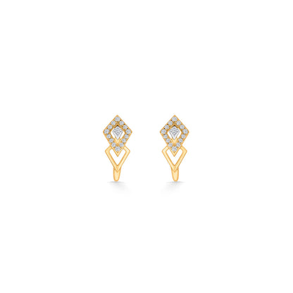 Dual Treasure Diamond & Gold Hoops & Huggies Earrings for Women