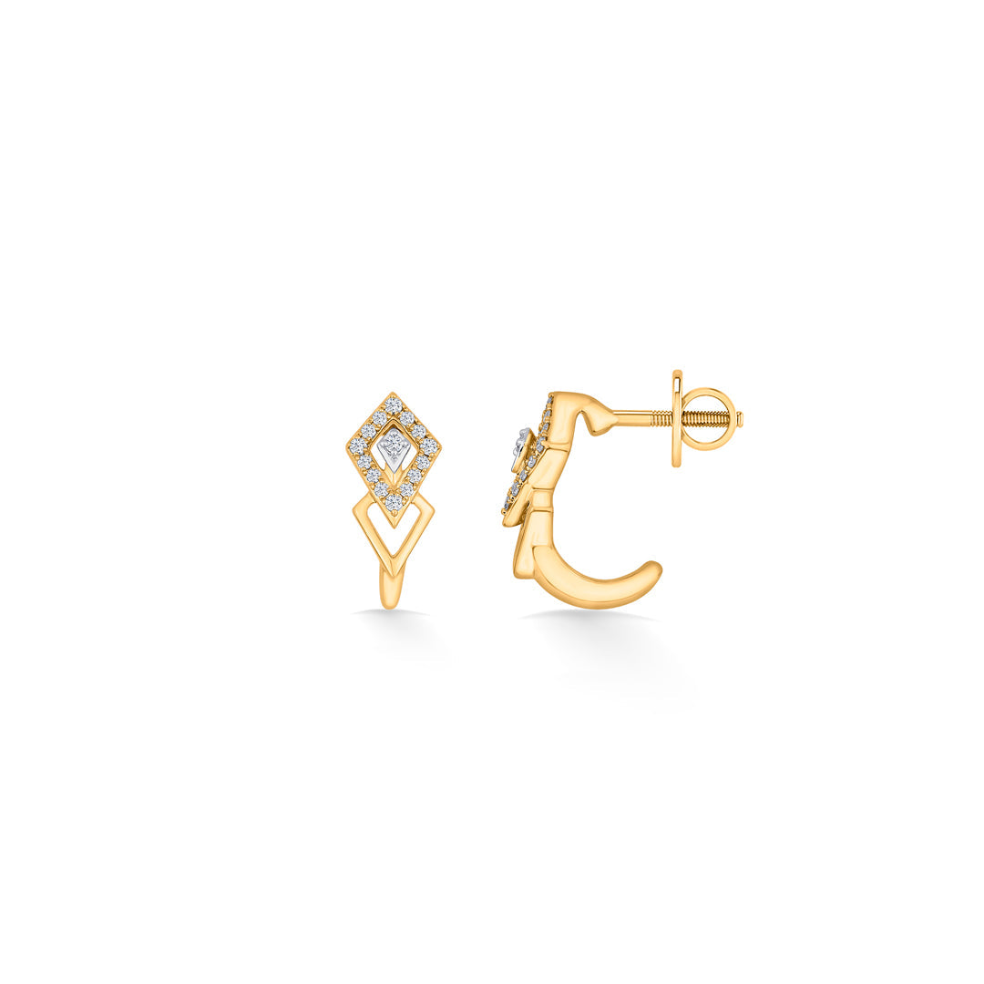 Dual Treasure Diamond & Gold Hoops & Huggies Earrings for Women