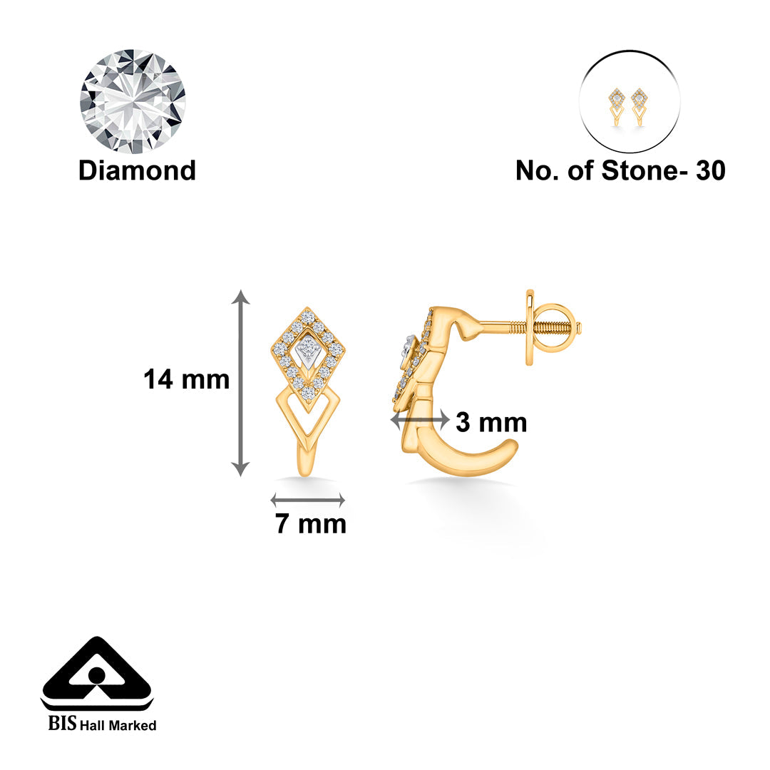 Dual Treasure Diamond & Gold Hoops & Huggies Earrings for Women