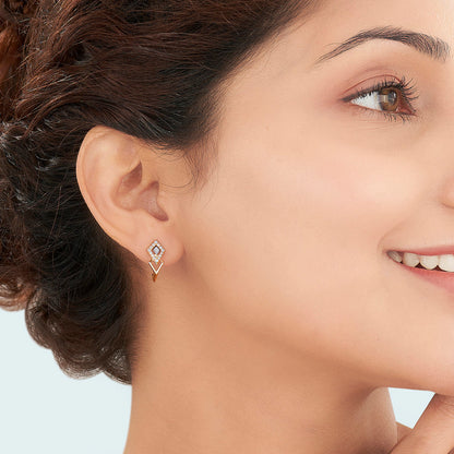 Dual Treasure Diamond & Gold Hoops & Huggies Earrings for Women