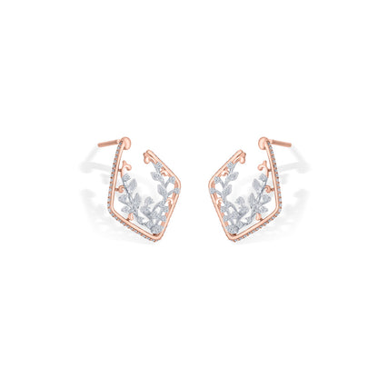 Vine Glow Diamond & Gold Stud Earrings for Women